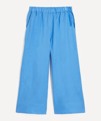 Kori Women's Blue Linen Cropped Trousers