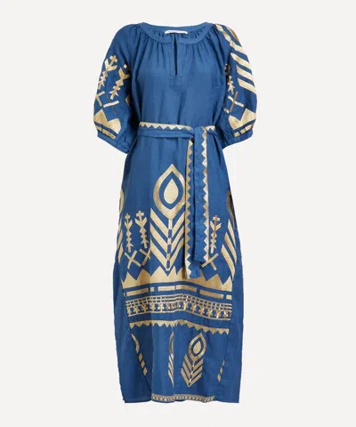 Kori Women's Feathers Embroidered Belted Midi-dress