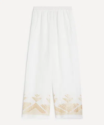 Kori Women's Pyramids Linen Embroidered Trousers In Multi