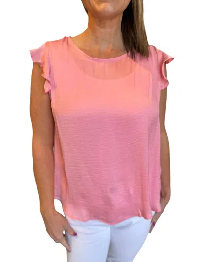 Kori Woven Satin Top In Candy Pink In Multi