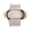 Korissa Bread Warmer & Basket Gift Set With Dark Brown Tea Towel - Flower