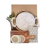 Korissa Bread Warmer Gift Box With Rectangular Wooden Board, Spoon & Dark Brown Tea Towel - Bird Round