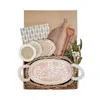 Korissa Bread Warmer Gift Box With Round Wooden Board, Spoon  And Dark Brown Tea Towel - Bird Oval