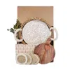 Korissa Bread Warmer Gift Box With Round Wooden Board, Spoon And Light Brown Tea Towel - Bird Round