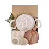 Korissa Bread Warmer Gift Box With Round Wooden Board, Spoon And Light Brown Tea Towel - Lovebirds Round