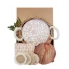 Korissa Bread Warmer Gift Box With Round Wooden Board, Spoon And Light Brown Tea Towel - Owl Round