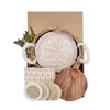 Korissa Bread Warmer Gift Box With Round Wooden Board, Spoon And Light Brown Tea Towel - Tree Round