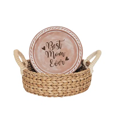 Korissa Brown Bread Warmer & Wicker Basket - Mom Round