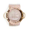 Korissa Brown / Neutrals Bread Warmer & Basket Gift Set With Light Brown Tea Towel - Tree Of Life Round