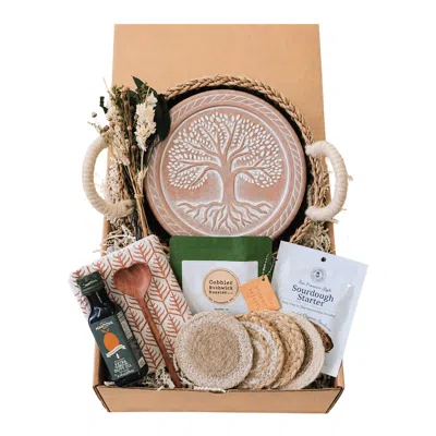 Korissa Brown / Neutrals Bread Warmer Gift Box With Coffee, Sourdough Starter, Olive Oil And Spoon - Tree Of
