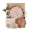 Korissa Brown / Neutrals Bread Warmer Gift Box With Round Wooden Board, Spoon And Light Brown Tea Towel - Ga