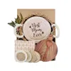 Korissa Brown / Neutrals Bread Warmer Gift Box With Round Wooden Board, Spoon And Light Brown Tea Towel - Mo