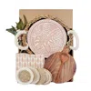 Korissa Brown / Neutrals Bread Warmer Gift Box With Round Wooden Board, Spoon And Light Brown Tea Towel - Pl