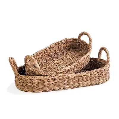 Korissa Brown Savar Bread Basket With Natural Handle - Set Of Two