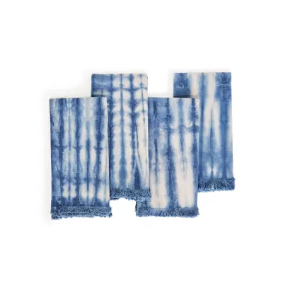 Korissa Handmade Tie Dye Cotton Napkin In Indigo Blue - Set Of Four