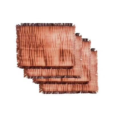 Korissa Handmade Tie Dye Cotton Placemat In Brown - Set Of Four