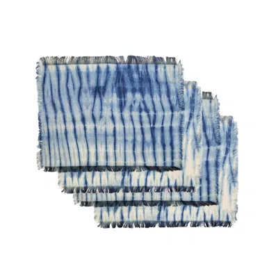 Korissa Handmade Tie Dye Cotton Placemat In Indigo Blue - Set Of Four