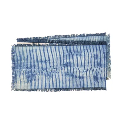 Korissa Handmade Tie Dye Cotton Table Runner - Indigo Blue