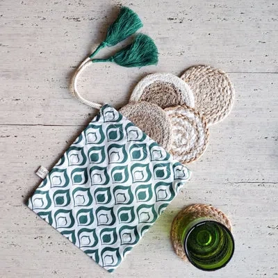 Korissa Natural Coaster In White,brown,green