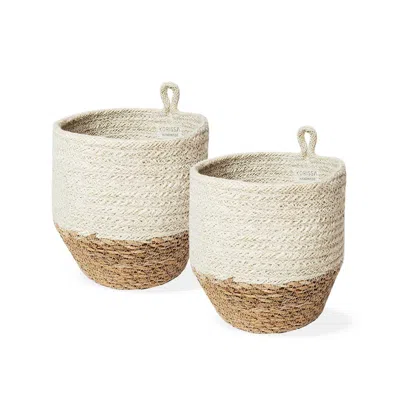 Korissa Neutrals Amari Loop Bin In Natural - Set Of 2 In White