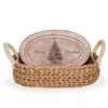 Korissa Neutrals Bread Warmer & Basket - Christmas Tree Oval In Pink