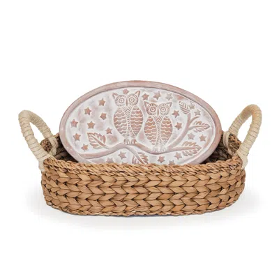 Korissa Neutrals Bread Warmer & Basket - Owl Oval In Orange