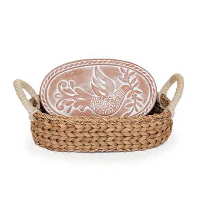 Korissa Neutrals Bread Warmer & Basket-bird Oval