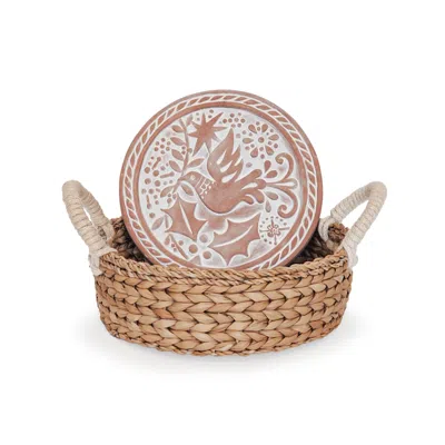 Korissa Neutrals Bread Warmer & Basket-bird Round In Orange