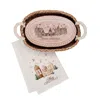 Korissa Neutrals Bread Warmer & Basket Gift Set With Tea Towel - Christmas Village Oval In Multi