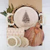 Korissa Neutrals Bread Warmer Gift Box With Round Wooden Board, Spoon And Light Brown Tea Towel - Christmas  In Brown