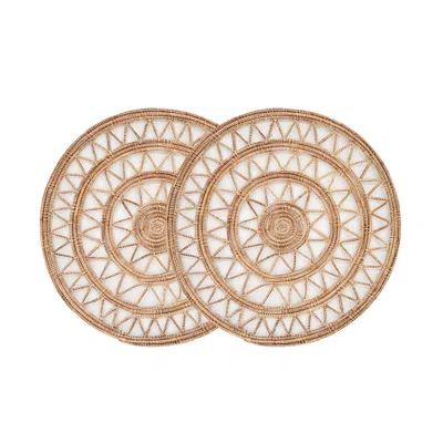 Korissa Neutrals Handwoven Roda Palm Fiber Placemat In Natural - Set Of Two