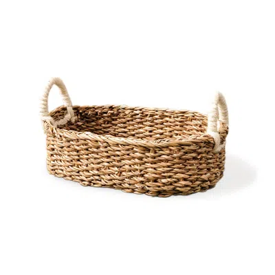 Korissa Neutrals Handwoven Savar Oval Bread Basket In White