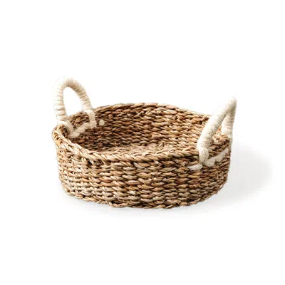 Korissa Neutrals Handwoven Savar Round Bread Basket In White