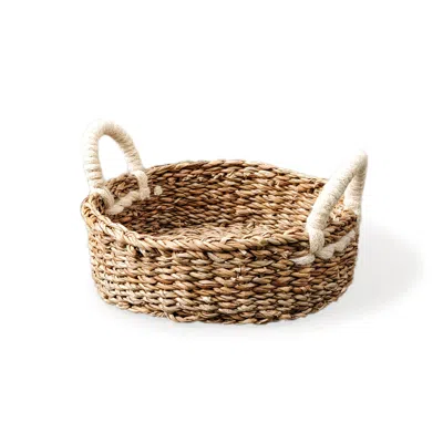 Korissa Neutrals Handwoven Savar Round Bread Basket In Brown