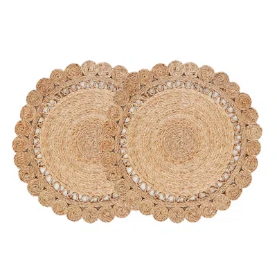 Korissa Neutrals Jute Flower Placemat - Set Of 2
