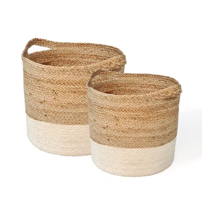 Korissa Neutrals Kata Colorblock Basket - Set Of 2 In White