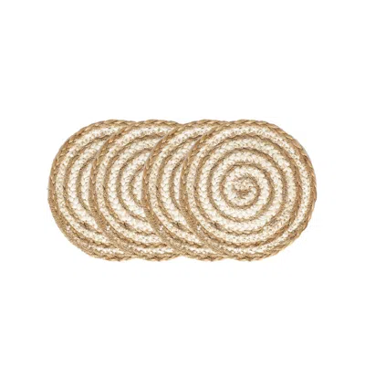 Korissa Neutrals Kata Spiral Coaster Trivet In Natural - Set Of 4 In Multi
