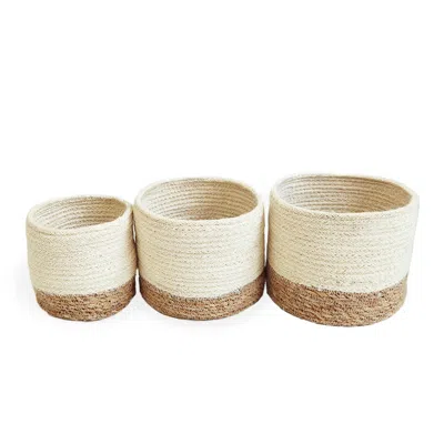 Korissa Neutrals Savar Bin - Set Of 3 In White