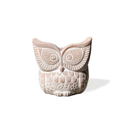 Korissa Neutrals Terracotta Pot - Big Eye Owl In Orange