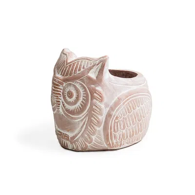 Korissa Neutrals Terracotta Pot - Horned Owl