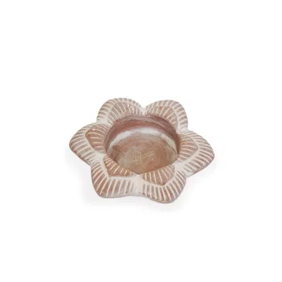 Korissa Neutrals Terracotta Tea Light Candle Holder - Flower In Orange