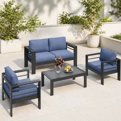 Korissa - Person Patio Conversation Set In Blue