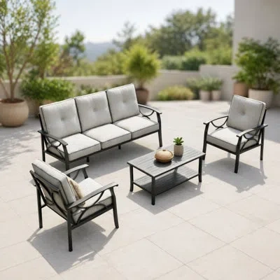 Korissa - Person Patio Conversation Set In Gray