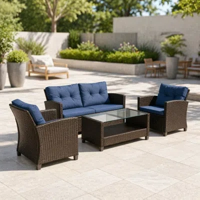 Korissa - Person Patio Conversation Set In Blue