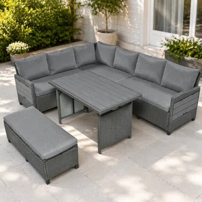 Korissa - Person Patio Conversation Set In Gray