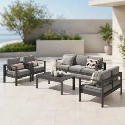 Korissa - Person Patio Conversation Set In Gray