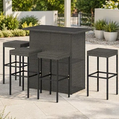 Korissa - Person Patio Conversation Set In Gray