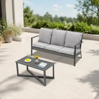 Korissa - Person Patio Conversation Set In Gray