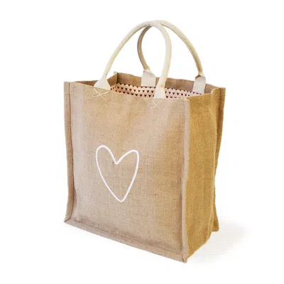 Korissa Women's Neutrals Jute Canvas Market Bag - Love In Multi