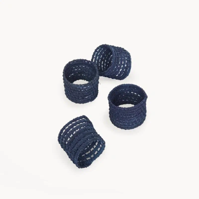 Korissa Woven Palm Fiber Napkin Ring In Blue